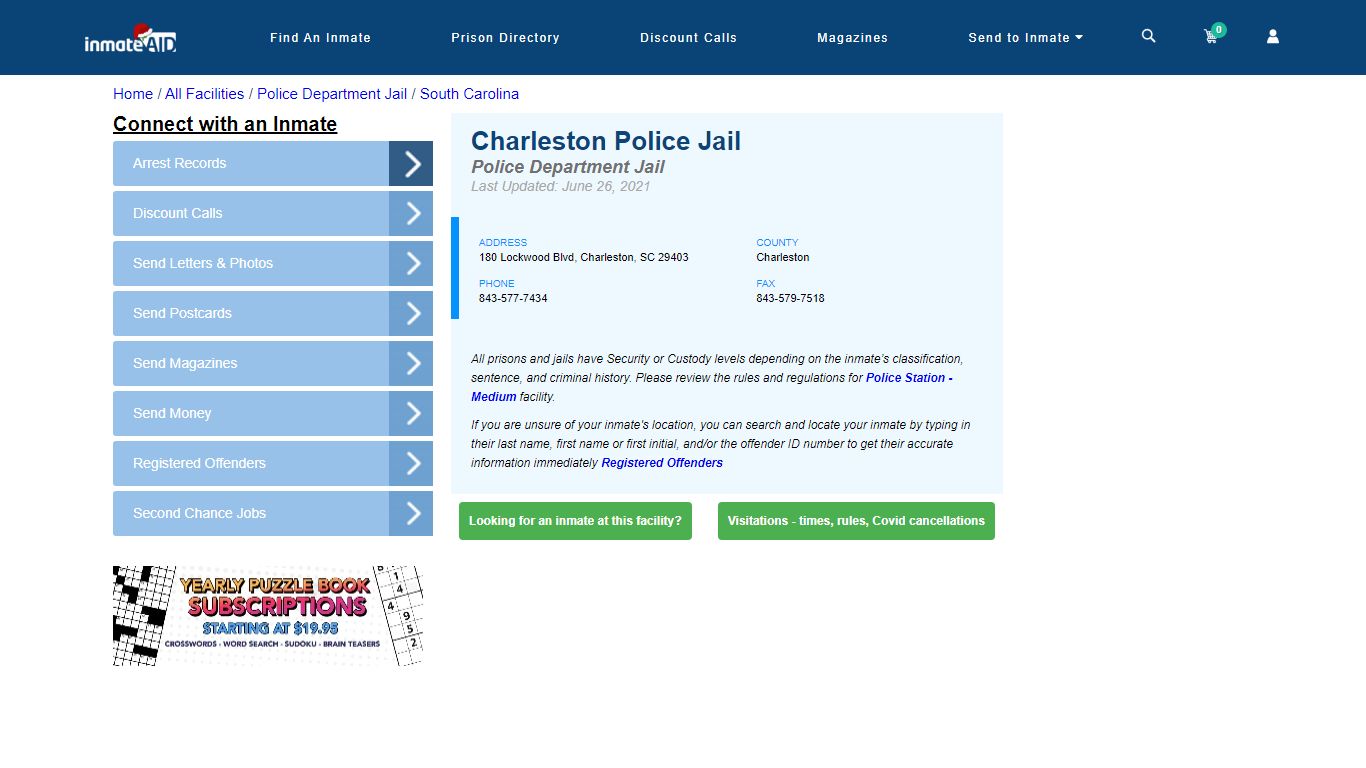 Charleston Police Jail & Inmate Search - Charleston, SC